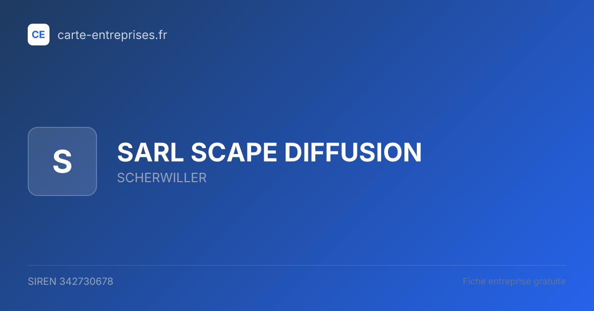 SARL SCAPE DIFFUSION — 342730678 — fiche entreprise