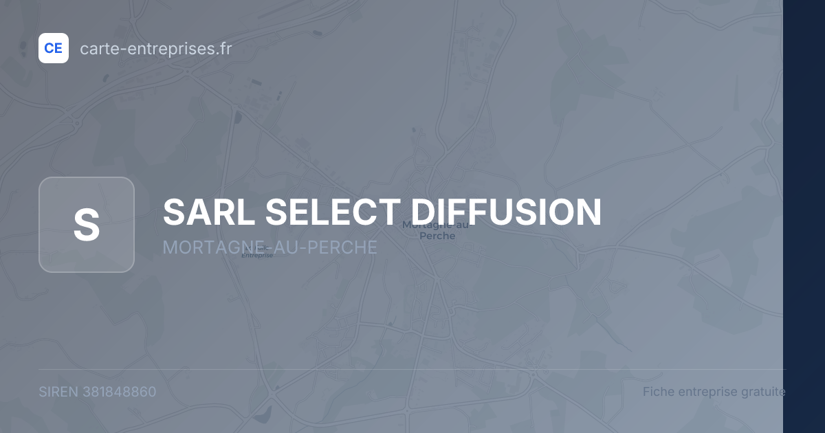 SARL SELECT DIFFUSION — 381848860 — fiche entreprise