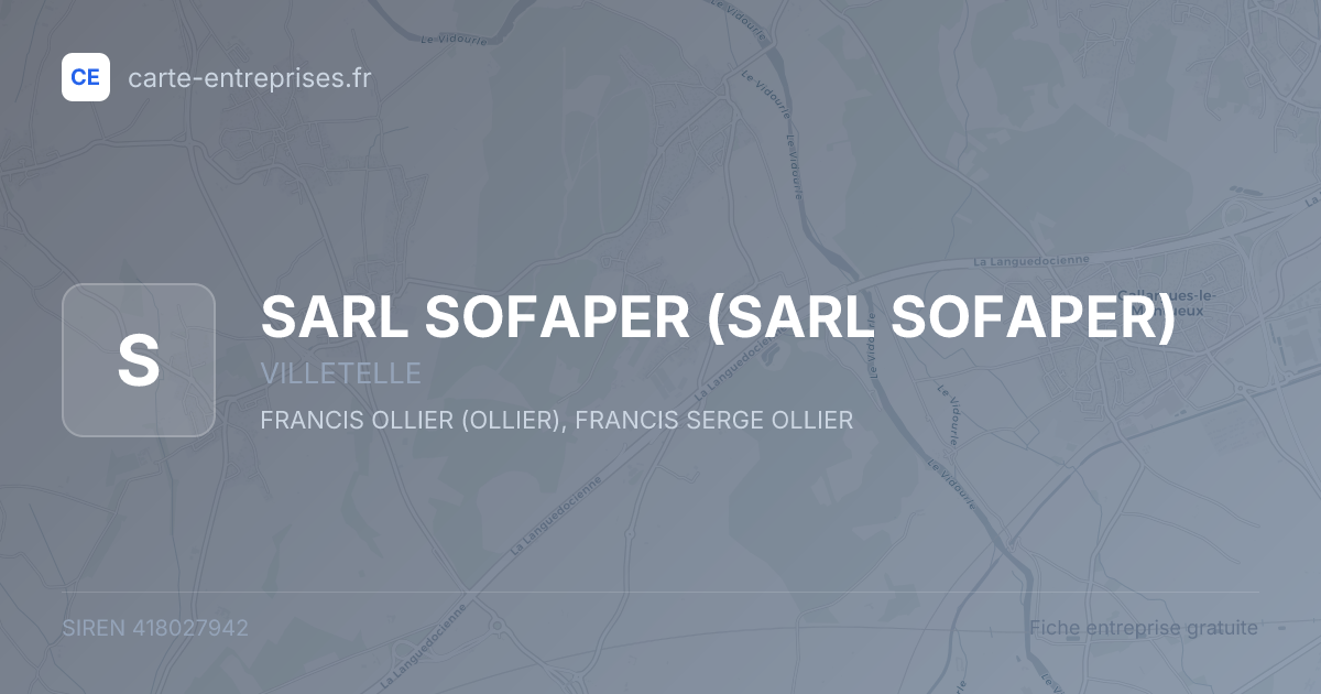 SARL SOFAPER — 418027942 — fiche entreprise