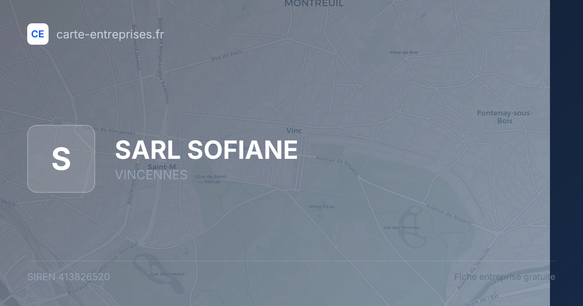 SARL SOFIANE — 413826520 — fiche entreprise