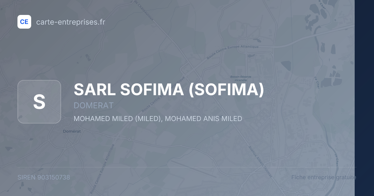 SARL SOFIMA (SOFIMA) — 903150738 — fiche entreprise
