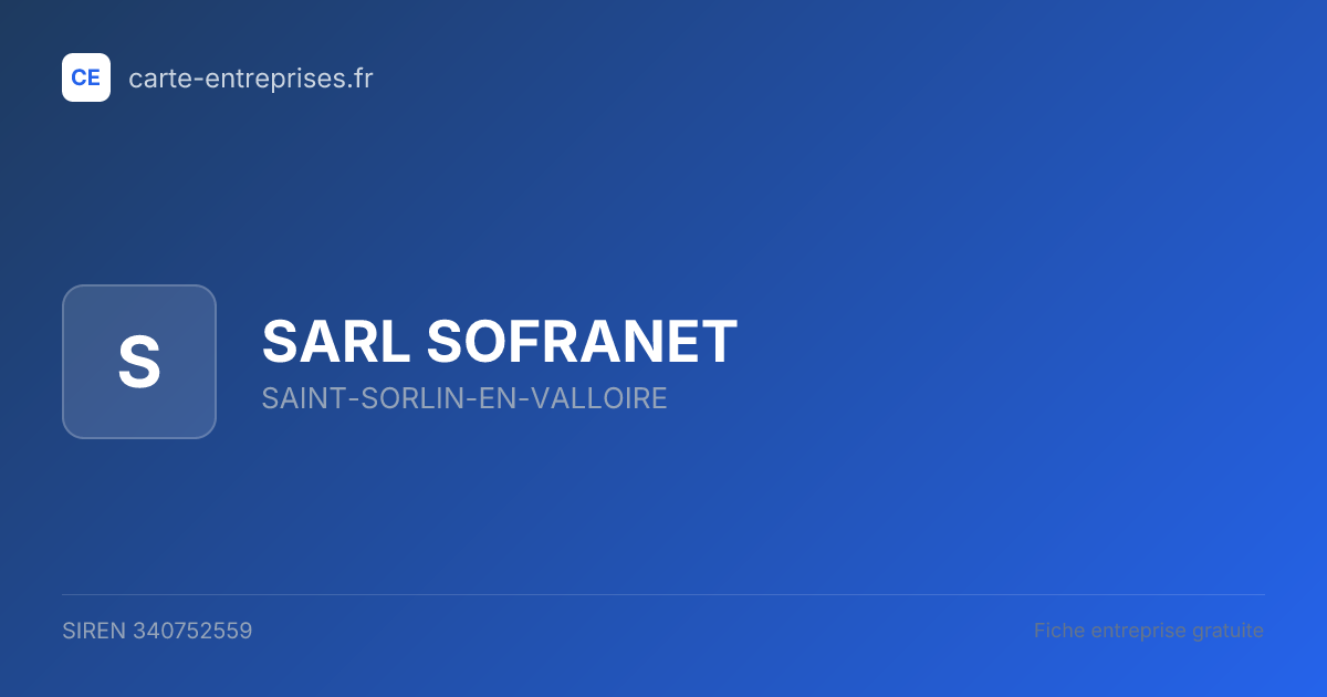 SARL SOFRANET — 340752559 — fiche entreprise