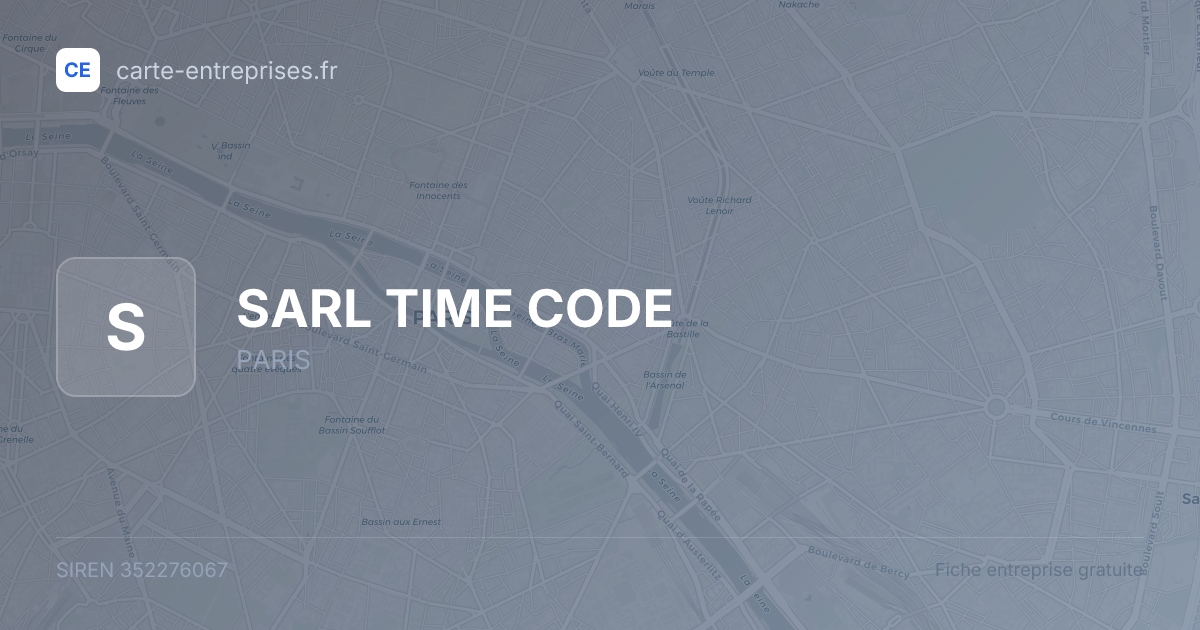 SARL TIME CODE — 352276067 — fiche entreprise