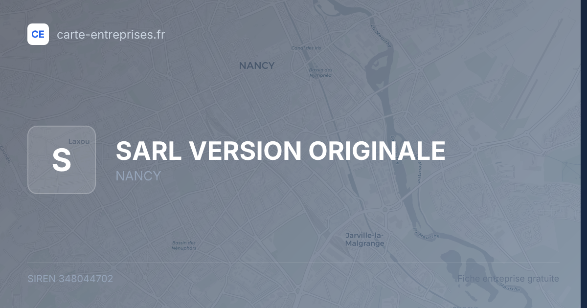 SARL VERSION ORIGINALE — 348044702 — fiche entreprise