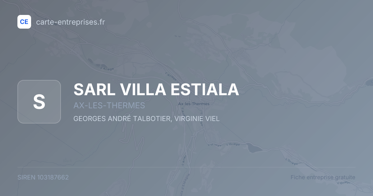 SARL VILLA ESTIALA — 103187662 — fiche entreprise
