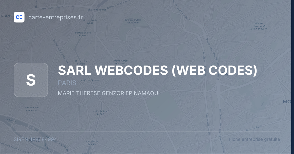 SARL WEBCODES (WEB CODES) — 488684994 — fiche entreprise