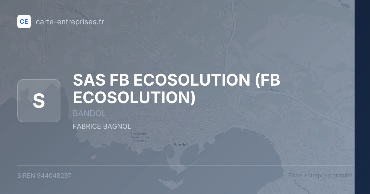 SAS FB ECOSOLUTION (FB ECOSOLUTION) — 944048297 — fiche entreprise