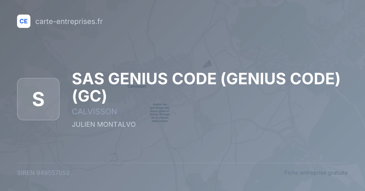 SAS GENIUS CODE (GENIUS CODE) (GC) — 949557052 — fiche entreprise