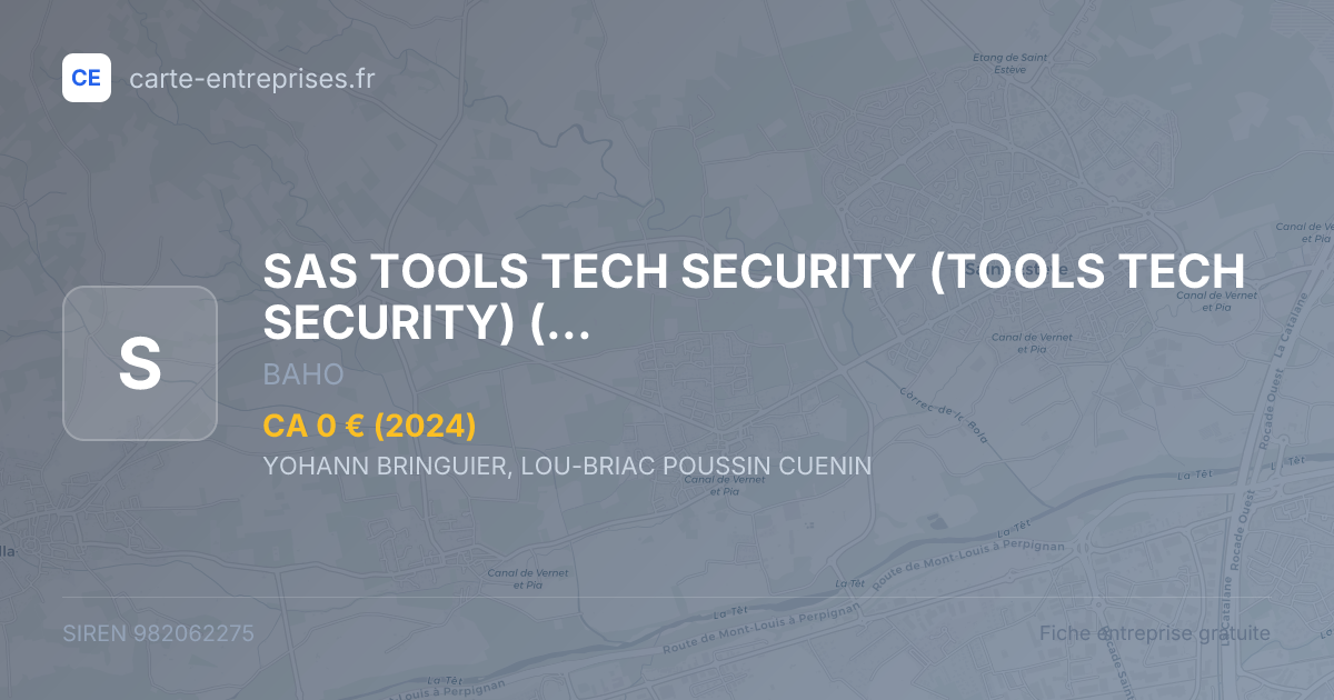 SAS TOOLS TECH SECURITY (TOOLS TECH SECURITY) (TTS) — 982062275 — fiche entreprise