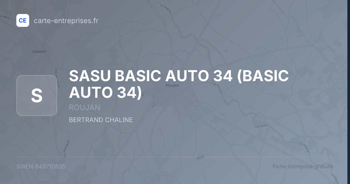 SASU BASIC AUTO 34 (BASIC AUTO 34) — 849710835 — fiche entreprise