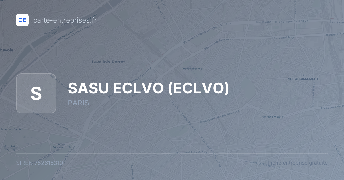 SASU ECLVO (ECLVO) — 752615310 — fiche entreprise