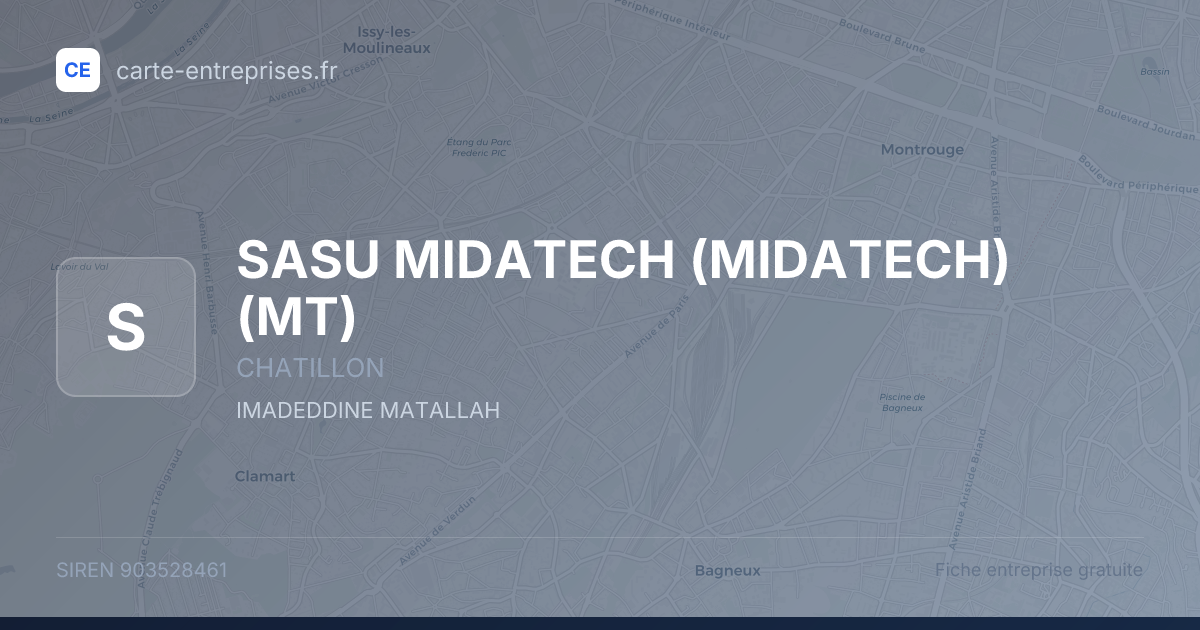 SASU MIDATECH (MIDATECH) (MT) — 903528461 — fiche entreprise
