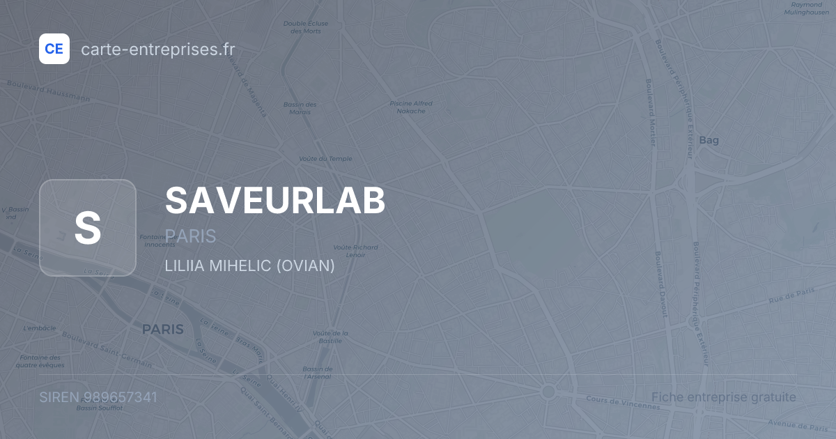 SAVEURLAB — 989657341 — fiche entreprise