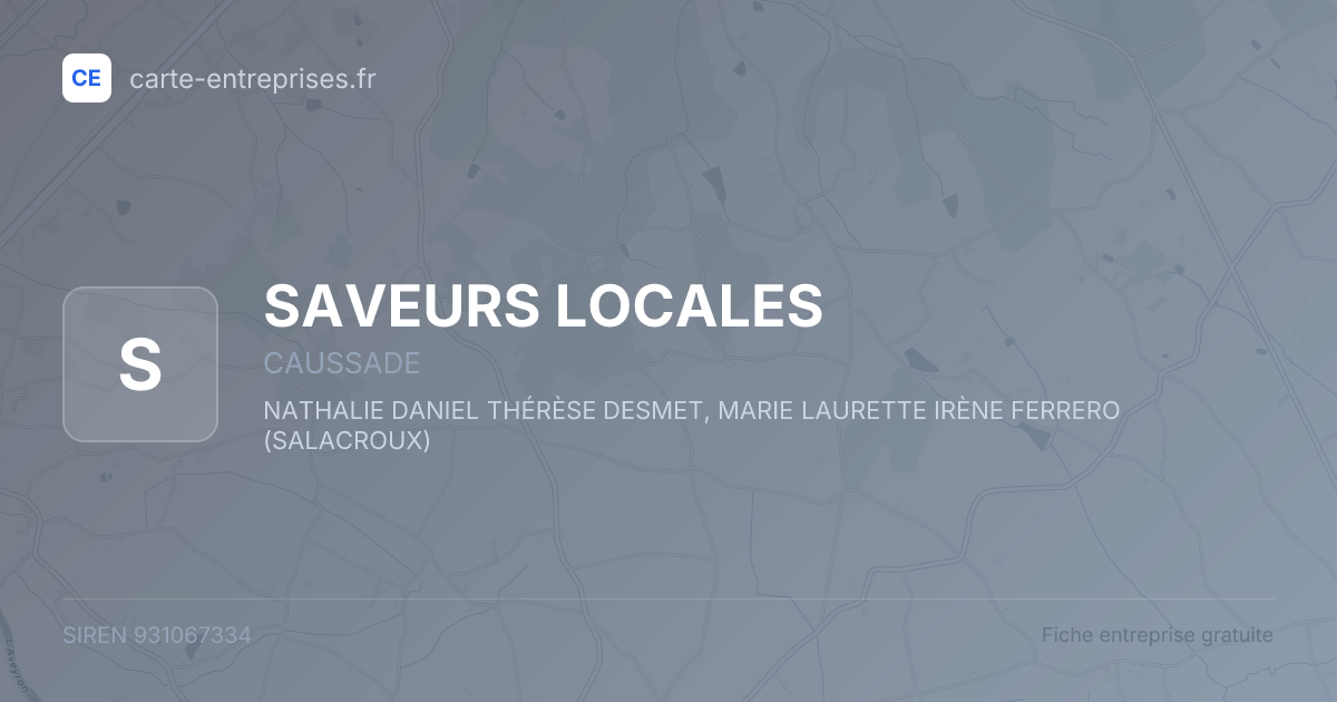 SAVEURS LOCALES — 931067334 — fiche entreprise