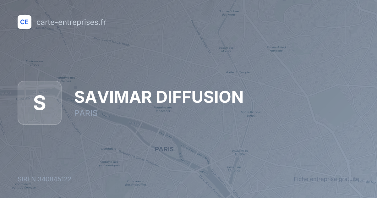 SAVIMAR DIFFUSION — 340845122 — fiche entreprise