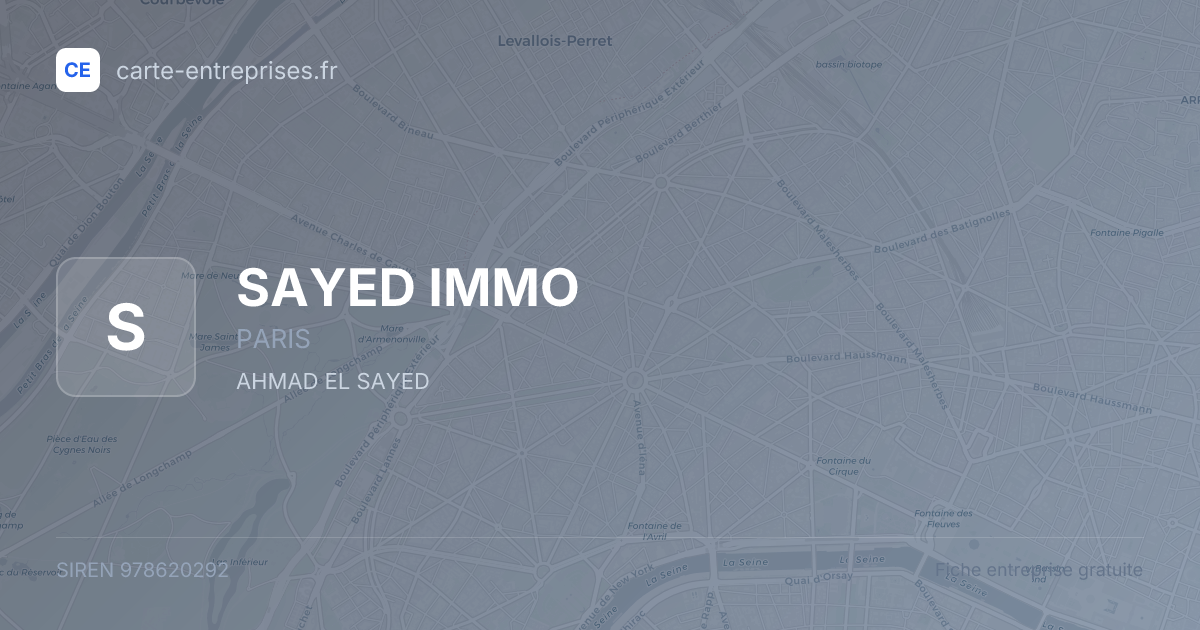 SAYED IMMO — 978620292 — fiche entreprise