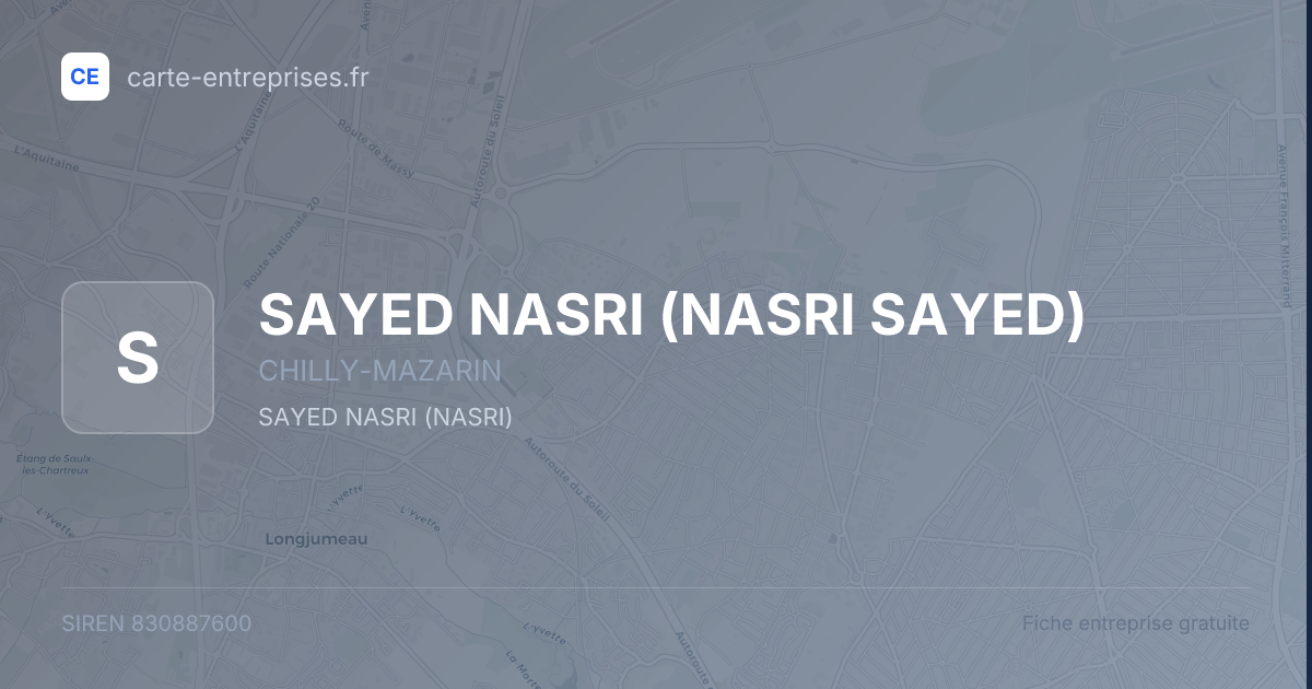 SAYED NASRI (NASRI SAYED) — 830887600 — fiche entreprise