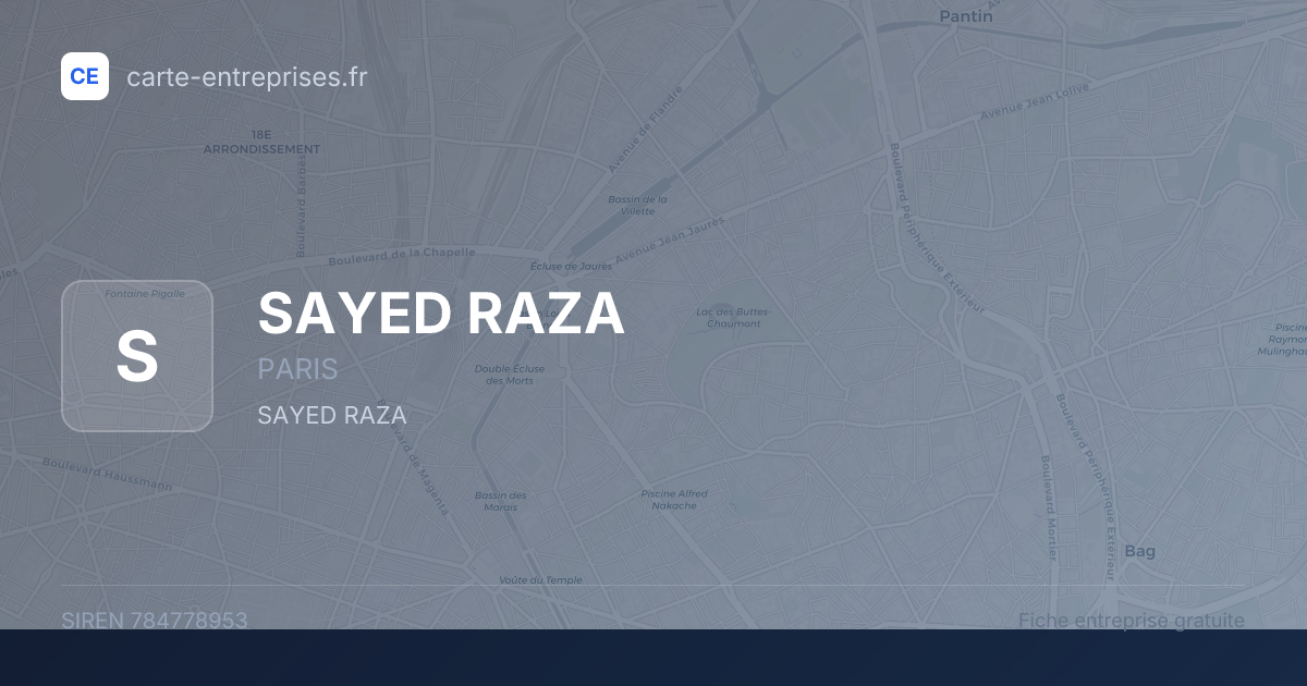 SAYED RAZA — 784778953 — fiche entreprise
