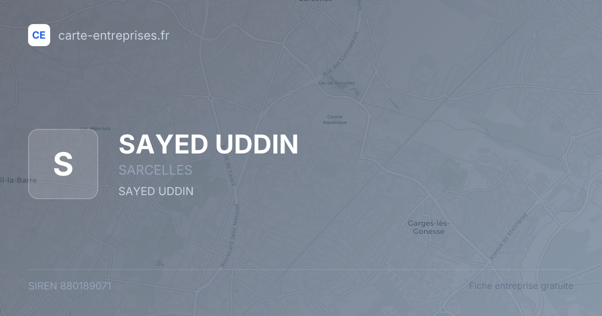 SAYED UDDIN — 880189071 — fiche entreprise