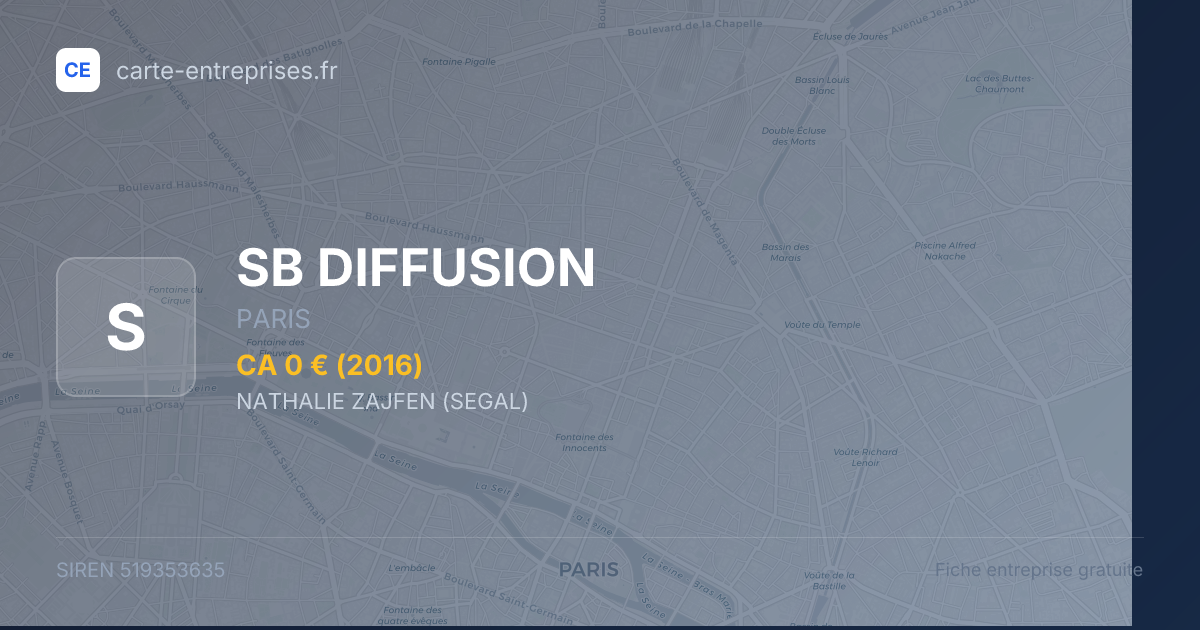 SB DIFFUSION — 519353635 — fiche entreprise