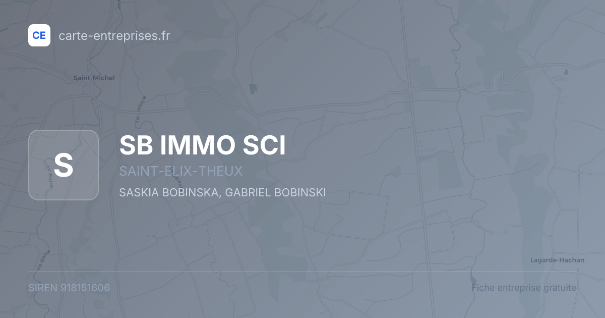 SB IMMO SCI — 918151606 — fiche entreprise
