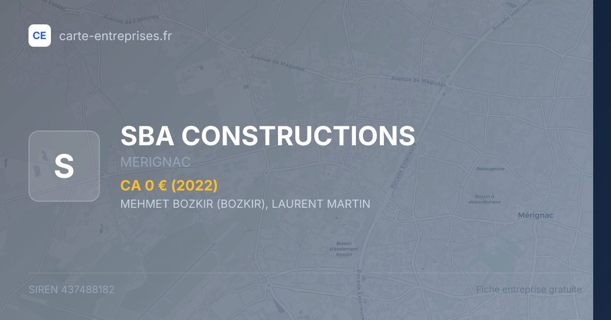 SBA CONSTRUCTIONS — 437488182 — fiche entreprise