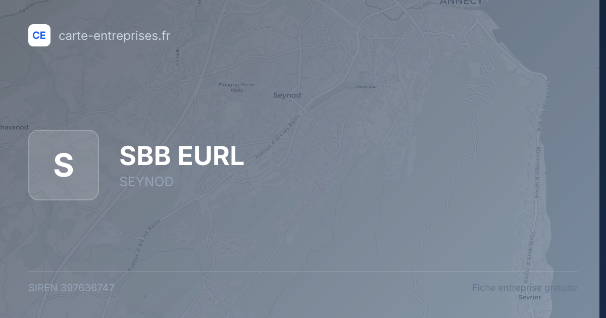 SBB EURL — 397636747 — fiche entreprise
