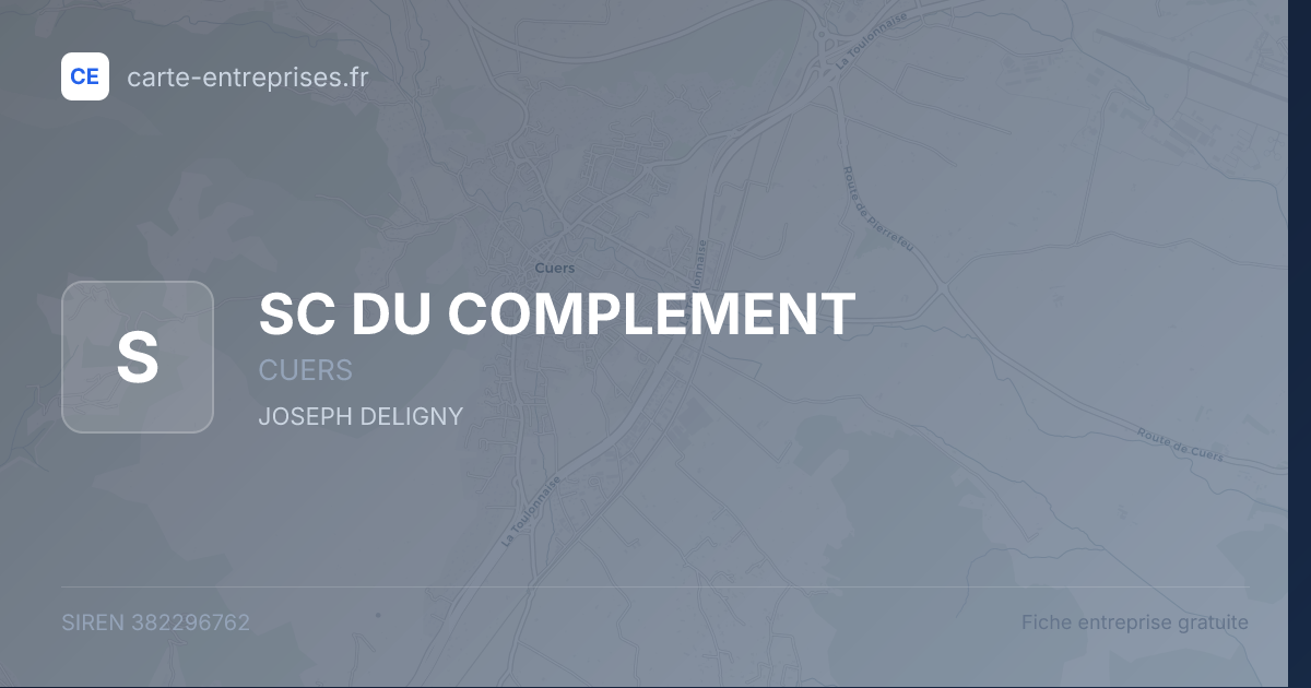 SC DU COMPLEMENT — 382296762 — fiche entreprise