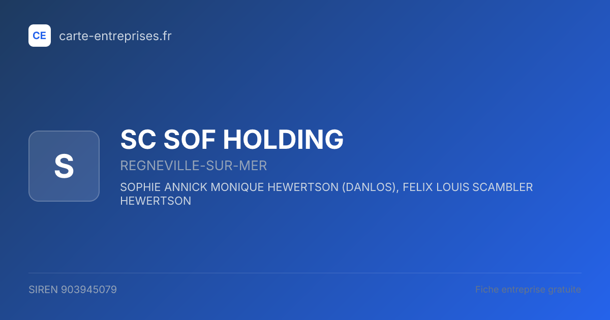 SC SOF HOLDING — 903945079 — fiche entreprise