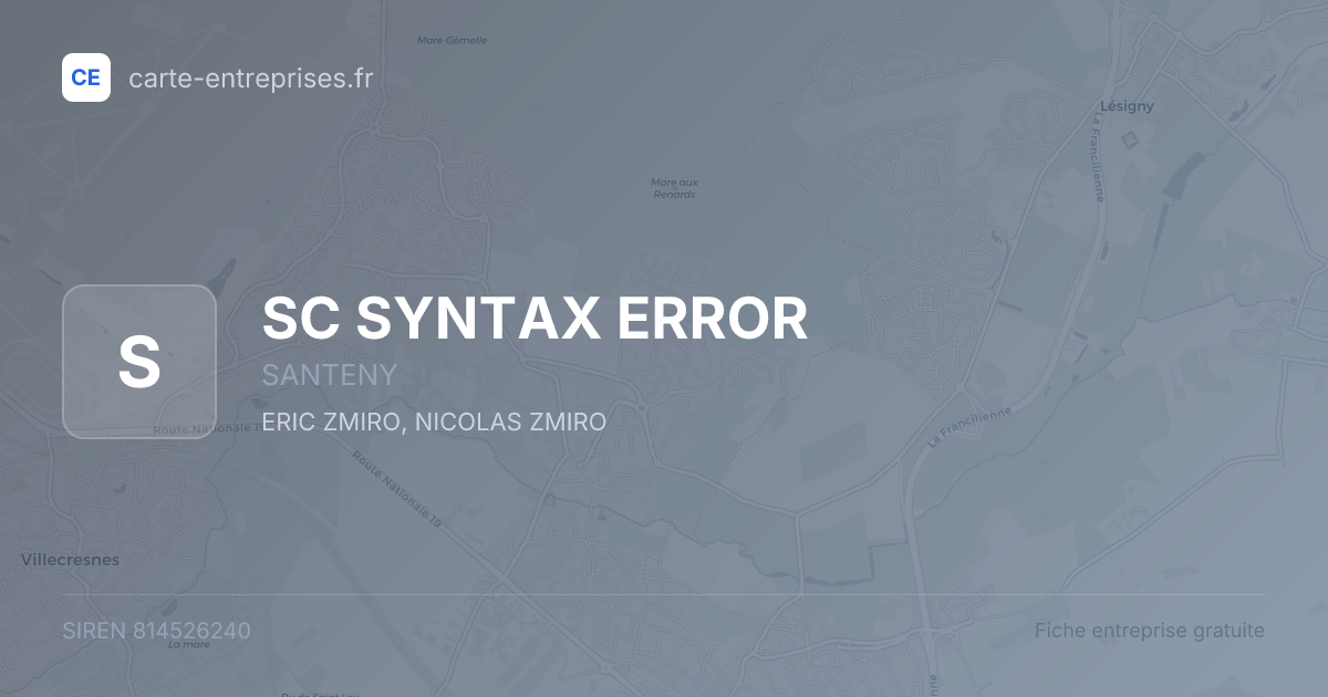 SC SYNTAX ERROR — 814526240 — fiche entreprise