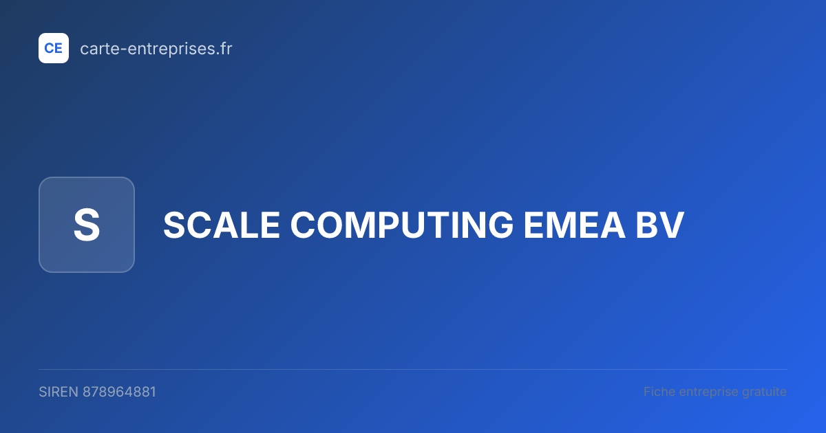 SCALE COMPUTING EMEA BV — 878964881 — fiche entreprise