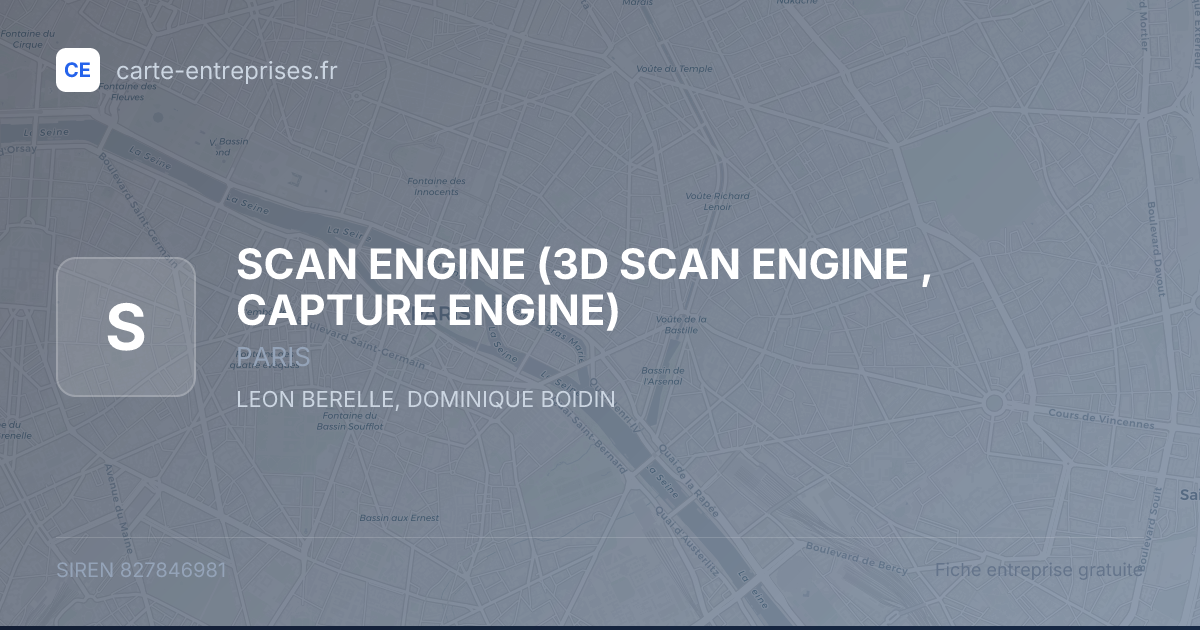 SCAN ENGINE (3D SCAN ENGINE , CAPTURE ENGINE) — 827846981 — fiche entreprise
