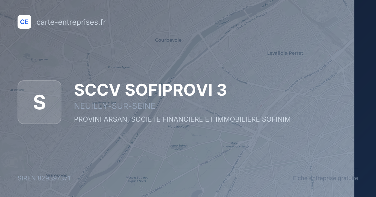 SCCV SOFIPROVI 3 — 829397371 — fiche entreprise