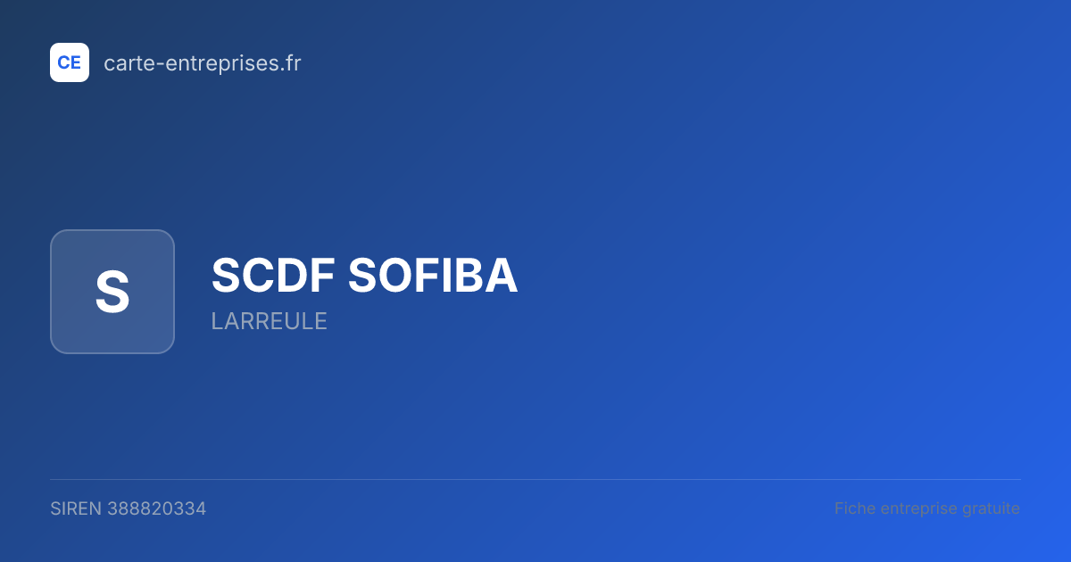 SCDF SOFIBA — 388820334 — fiche entreprise