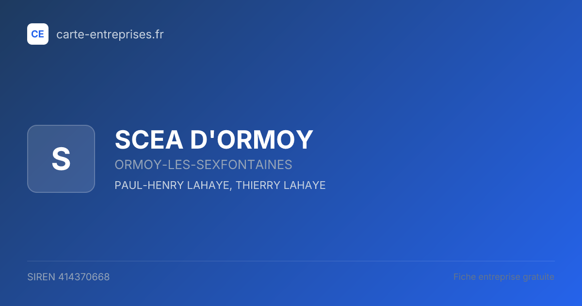 SCEA  D'ORMOY — 414370668 — fiche entreprise
