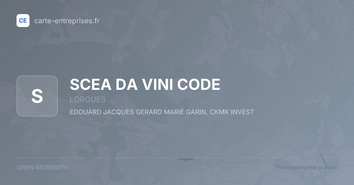 SCEA DA VINI CODE — 880956974 — fiche entreprise