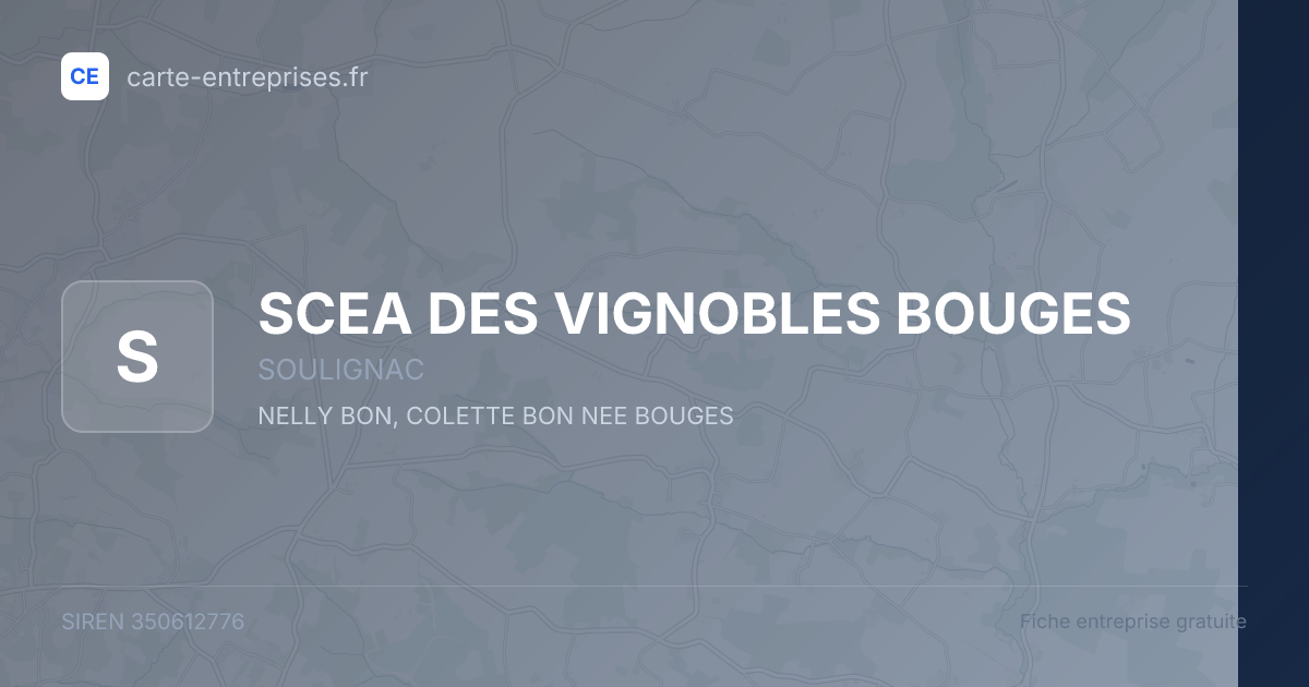 SCEA DES VIGNOBLES BOUGES — 350612776 — fiche entreprise