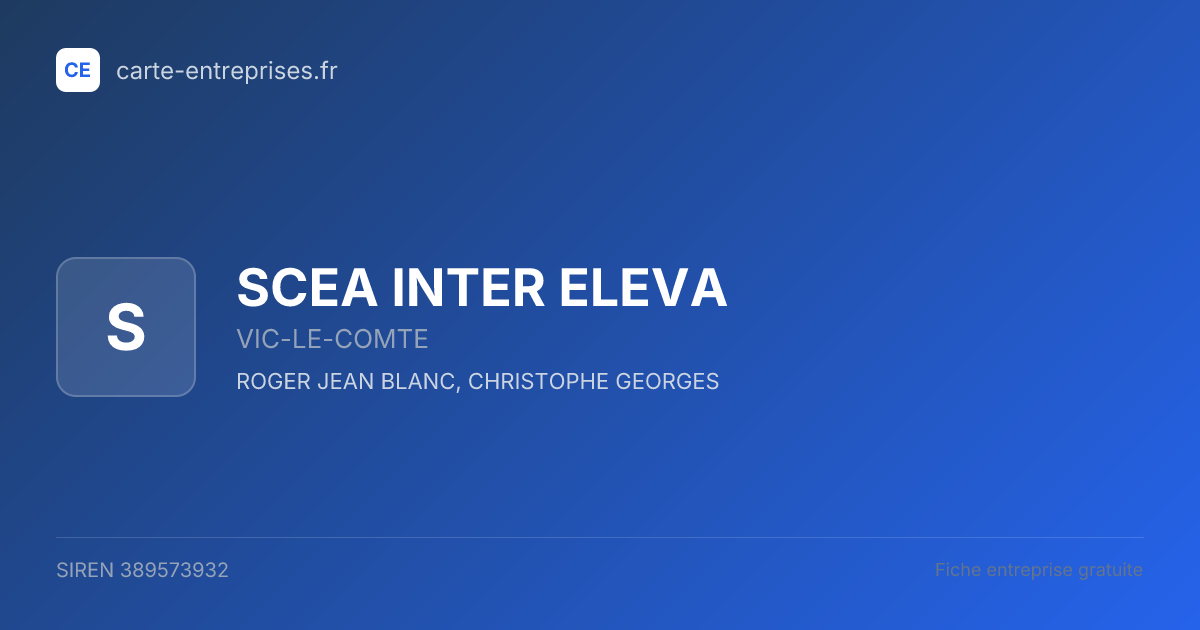 SCEA INTER ELEVA — 389573932 — fiche entreprise