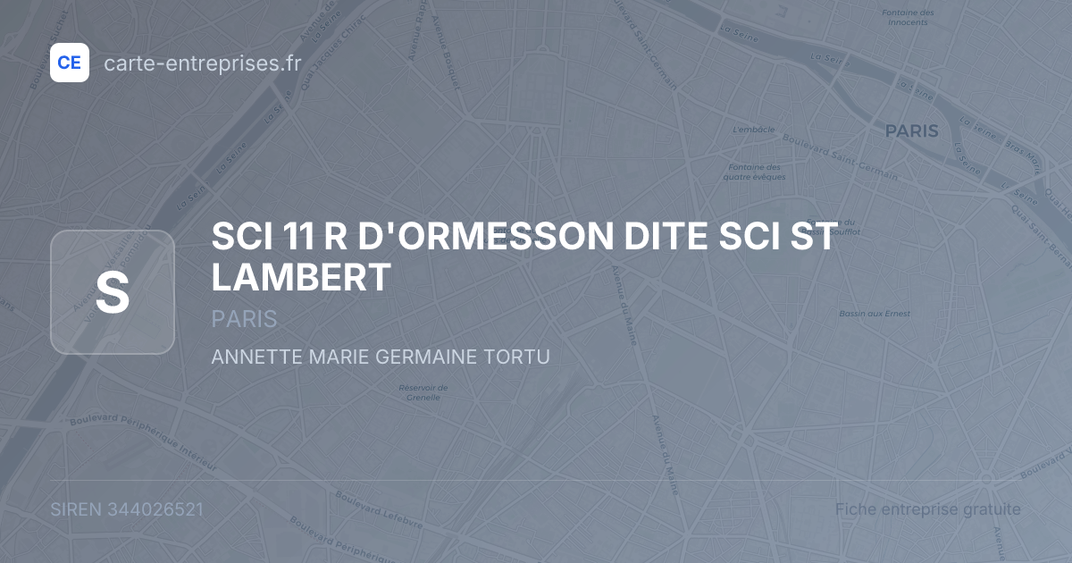 SCI 11 R D'ORMESSON DITE SCI ST LAMBERT — 344026521 — fiche entreprise