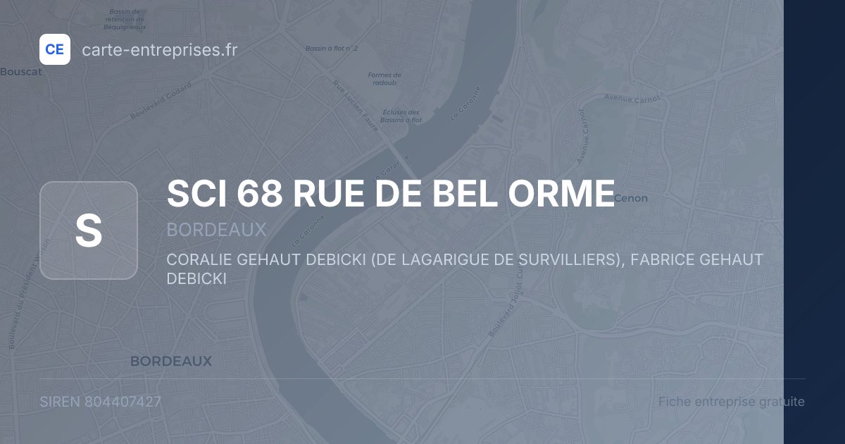 SCI 68 RUE DE BEL ORME — 804407427 — fiche entreprise