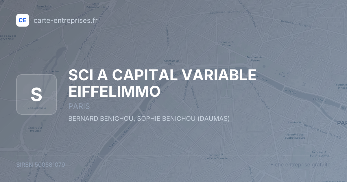 SCI A CAPITAL VARIABLE EIFFELIMMO — 500581079 — fiche entreprise
