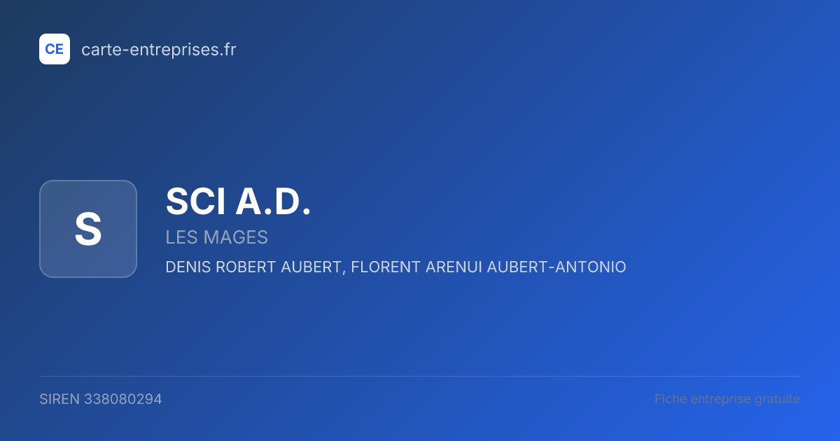 SCI A.D. — 338080294 — fiche entreprise