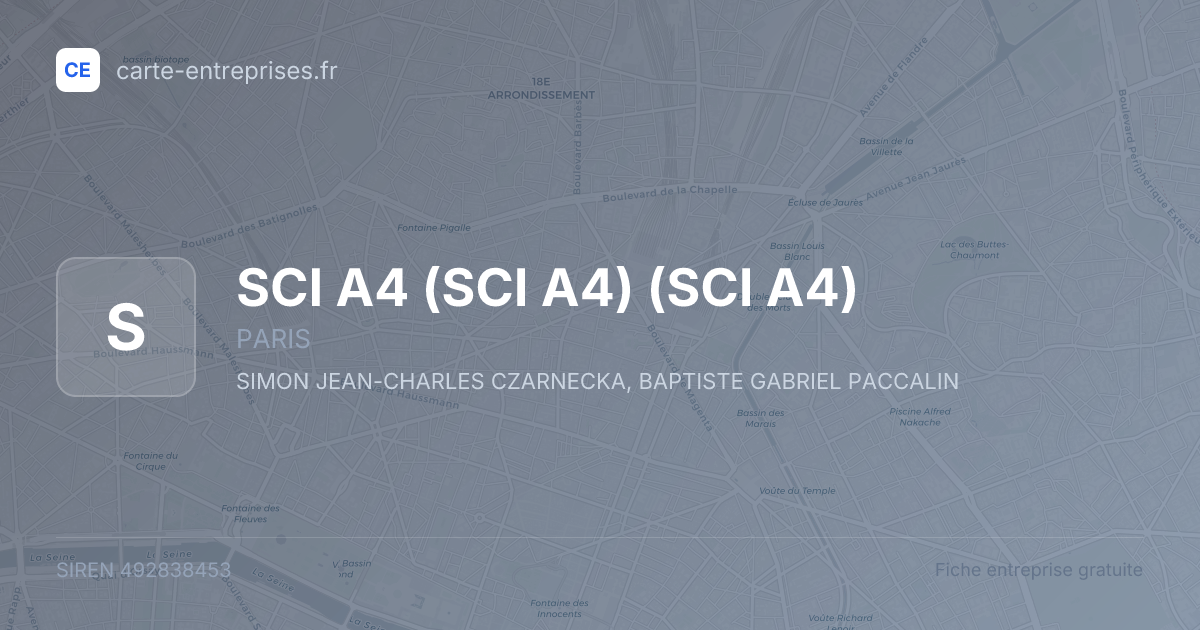 SCI A4 (SCI A4) (SCI A4) — 492838453 — fiche entreprise