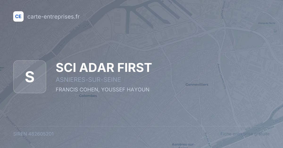 SCI ADAR FIRST — 482605201 — fiche entreprise