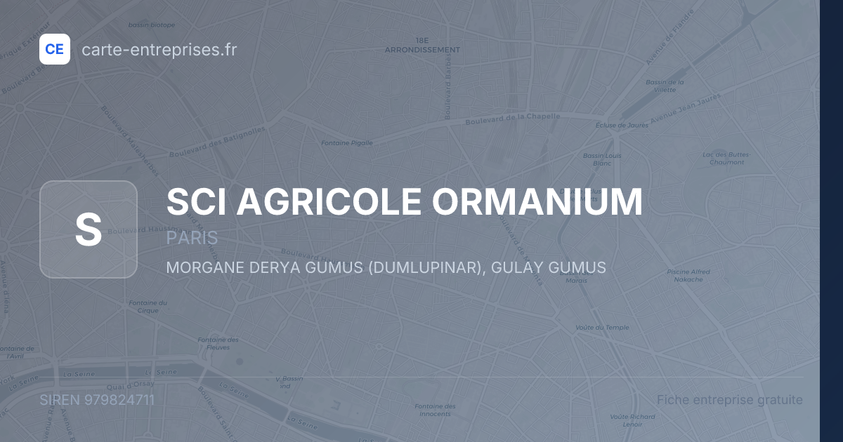 SCI AGRICOLE ORMANIUM — 979824711 — fiche entreprise