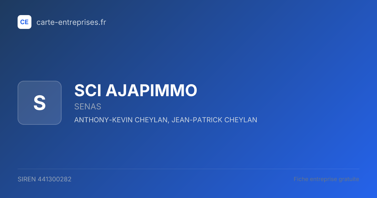 SCI AJAPIMMO — 441300282 — fiche entreprise