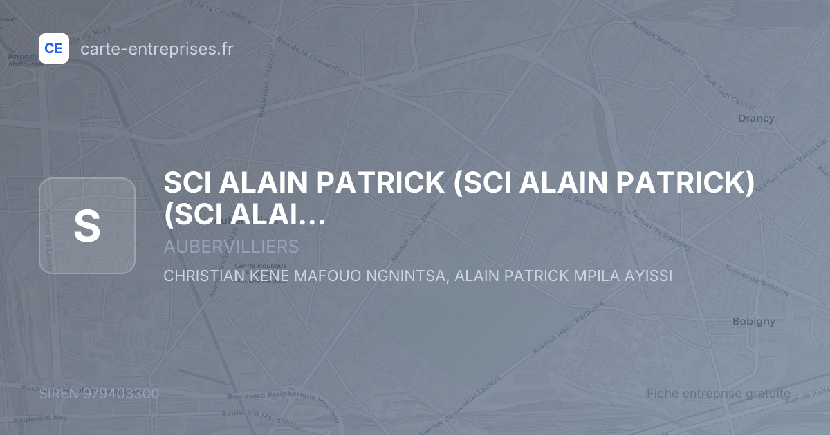SCI ALAIN PATRICK (SCI ALAIN PATRICK) (SCI ALAIN PATRICK) — 979403300 — fiche entreprise