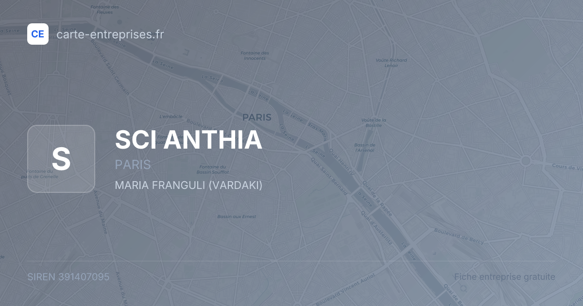 SCI ANTHIA — 391407095 — fiche entreprise