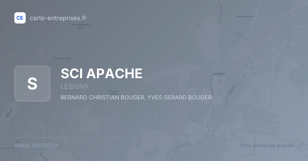 SCI APACHE — 399555721 — fiche entreprise