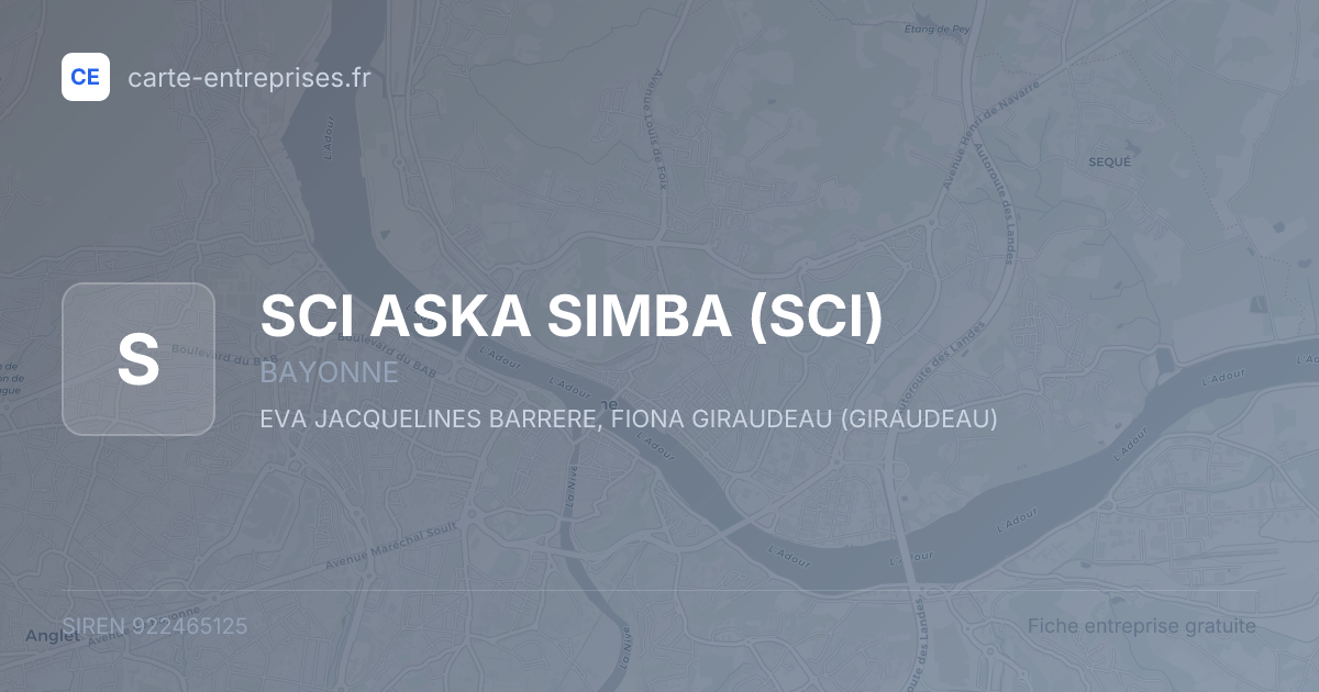 SCI ASKA SIMBA (SCI) — 922465125 — fiche entreprise